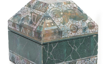 Carved and Stone Inlay Decorative Box