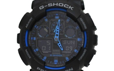 Casio watch G-Shock black blue GA-100-1A2DR men's rubber SS quartz CASIO Chrono Digiana battery type