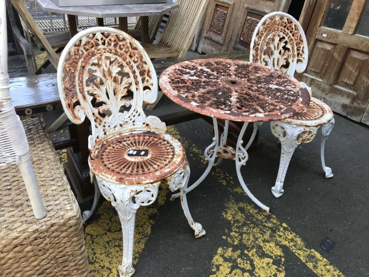 Cast Iron Garden Table & Two Chairs