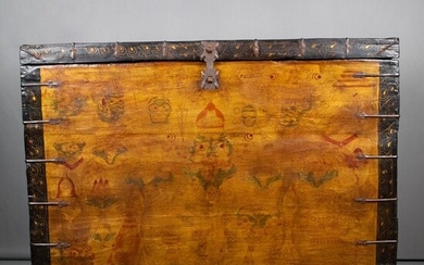 Chest (1) - Wood - Coffre tibetain - Tibet - End of 19th - Beginning of 20th