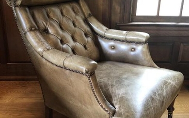 Chesterfield Tufted Leather High Back Arm Chair