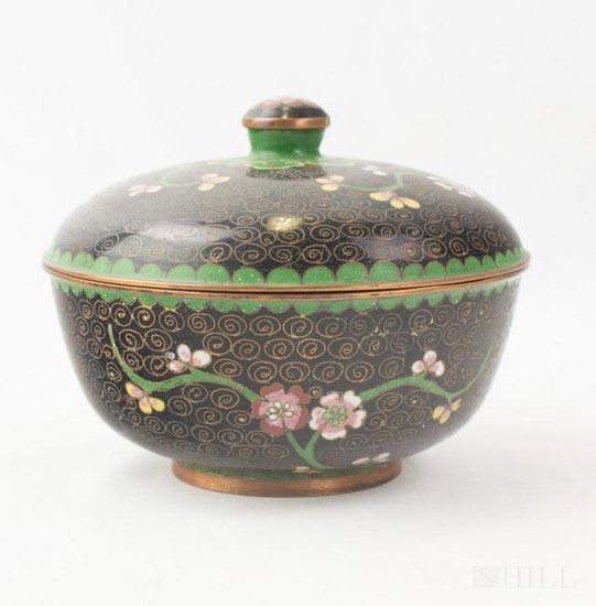Chinese Export Cloisonne Lidded Round Dish Bowl
