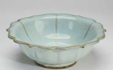 Chinese Jun ware molded flower bowl