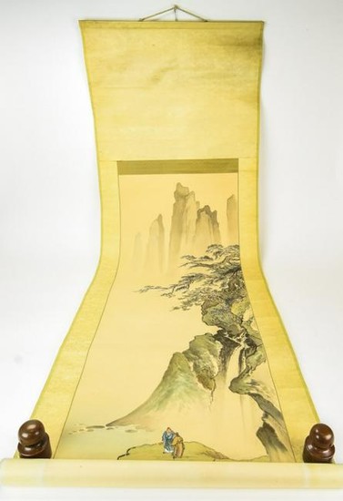 Chinese Mountain Landscape Scroll Painting