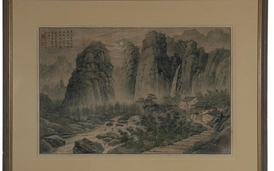 Chinese Painting of Night Scene by Tao Lengyue