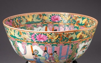 Chinese Porcelain "Bird and Butterfly" Punch Bowl.