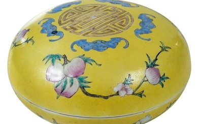 Chinese Yellow Ground Porcelain Box and Cover