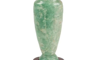 Chinese carved green quartz urn shaped vase, late 19th