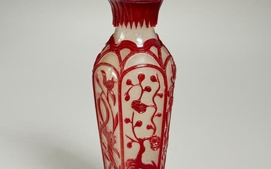 Chinese ruby red overlay Peking glass vase