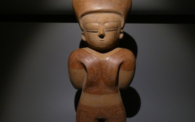 Chorrera Terracotta, Big Female figure. 35 cm H. Chorrera, Ecuador, 500 BC - 500 AD. Spanish Export License. Figure - 17 cm