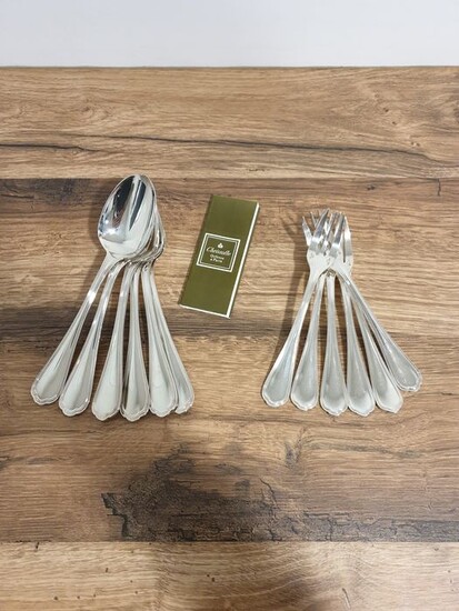 Christofle - Dessert spoons and forks (12) - Silverplate - Spatours