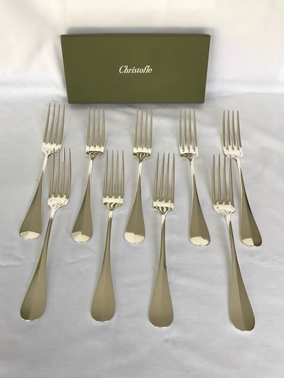 Christofle modèle Fidelio - Forks for dinner (9) - Silver plated