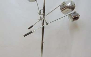 Chrome floor lamp with marble base, 3 adjustable arms, sockets loose, see images, height is 60"