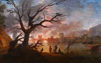 Circle of Pierre-Jacques Volaire (1729-1799) - Landscape of Italy at the fire