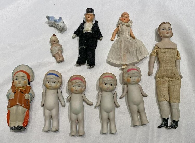 Collection Antique Bisque Dollhouse Dolls Mutton Chop