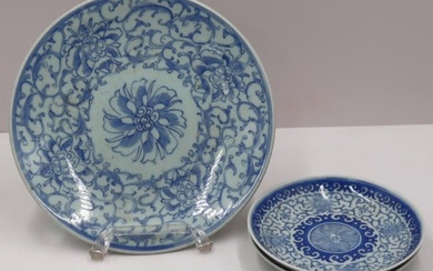 Collection of (3) Chinese Blue and White Dishes.