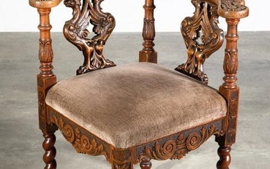Constantin Brancusi, opulent carved walnut chair