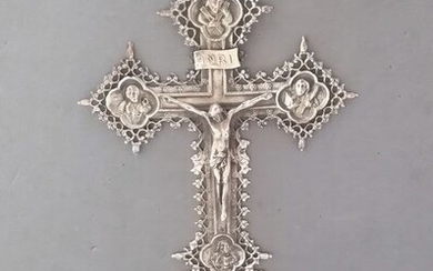 Crucifix holy water font - Silver - Early 20th century