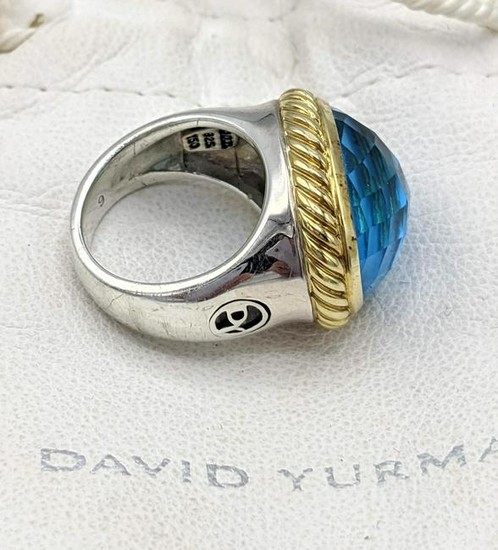 DAVID YURMAN Sterling 18k Gold Designer Ring. Faceted o