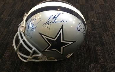 Dallas Cowboys Big 3 Troy Aikman Emmitt Smith Michael Irvin Signed Helmet