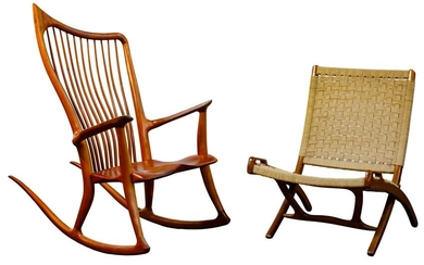 Dave Hentzel Rocking Chair and Danish Modern Style Fold