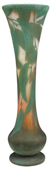 Daum, Nancy, Cameo Glass "Leaf" Vase