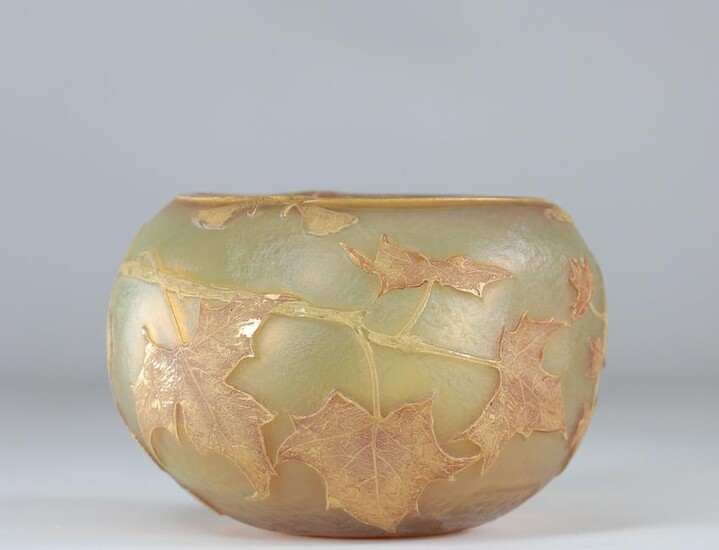 Daum Nancy vase cleared with acid "with chestnuts"