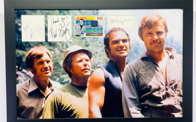 "Deliverance" Custom Framed Photo and Card Display Signed By (4) with Burt Reynolds, Ned Beatty, Jon Voight & Ronny Cox (JSA)