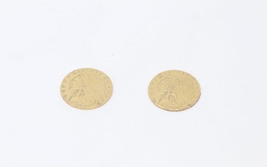 Two gold coins from 2½ dollars "Indian Head - Quarter...