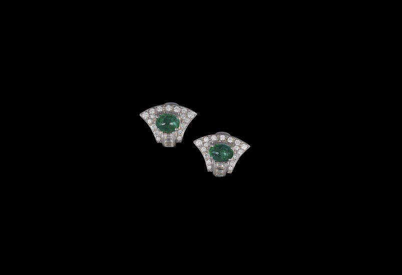 Diamant Smaragd Ohrclips