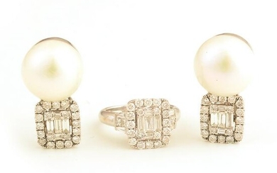 Diamond, Cultured Pearl, 18k, 14k White Gold Jewelry