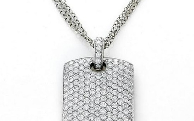 Diamond Dog Tag Pendant with triple cable chain