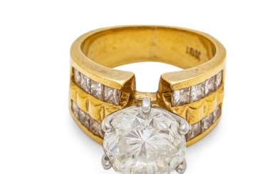Diamond Ring 4.07Cts. I2, 18K Yellow Gold, Size 5 1/2 11.3g