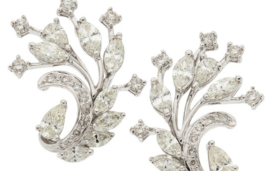 Diamond, White Gold Earrings Stones: Pear, marquise, and full-cut...