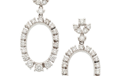 Diamond, White Gold Earrings The earrings feature full-cut diamonds...