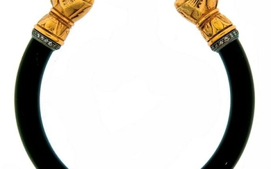 Diamond Yellow Gold SPHINX BANGLE BRACELET Egyptian
