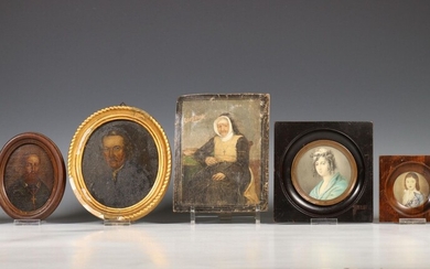 Diverse portret miniaturen, 19e - 20e eeuw.