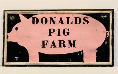 Donald's Pig Farm Wood Metal Sign c 1930
