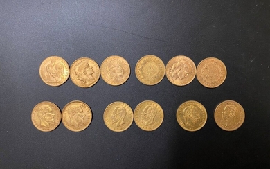 Douze pièces en or : 6 pièces de 20 francs... - Lot 13 - A.Blanchy | E.Lacombe - Bordeaux Chartrons - Bordeaux Enchères