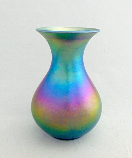 Durand Blue iridescent glass vase