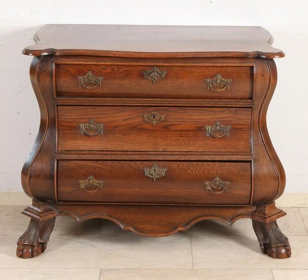 Dutch oak Baroque style chest of drawers with claw feet