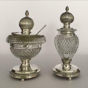 Dutch silver mustard pot and spreader, 1825 (2) - .833 silver - Pieter Gerard Petersen - Netherlands - Early 19th century