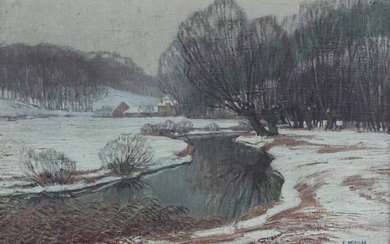 E. Miesler winter scene, oil on canvas, c.1930s