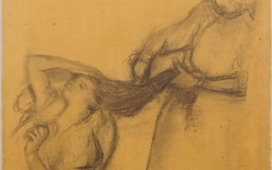 EDGAR DEGAS(1834 Paris 1917)La coiffure. Vers 1892-95.Fusain et pastel sur carton.En bas à gauche, avec...