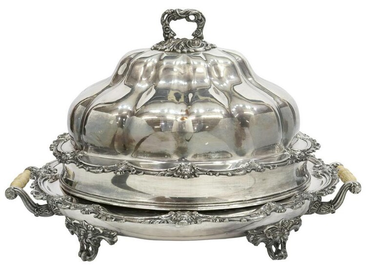ENGLISH SILVERPLATE VENISON DISH WITH COVERED DOME