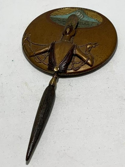 ERTE SIGNED BRONZE "ALL SAILS OUT" VANITY MIRROR