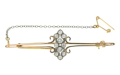 Early 20th century gold diamond bar brooch