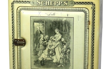 Early Antique Schepps Advertising Tin Cake Box c1910