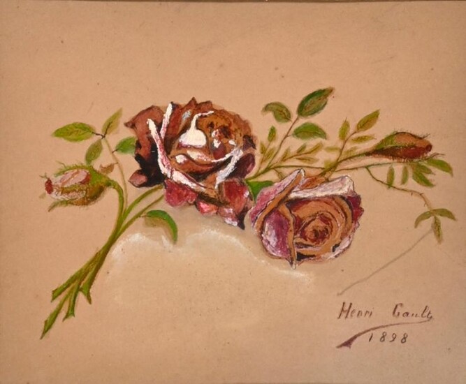 Ecole FRANCAISE, fin du XIXe siècle Roses...