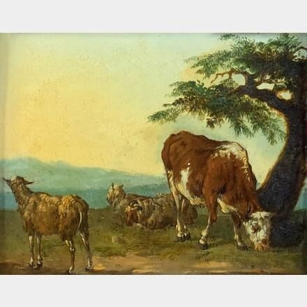 École Hollandaise (XVII) cercle de Paulus Potter (1625 - 1654) - Moutons avec une vache